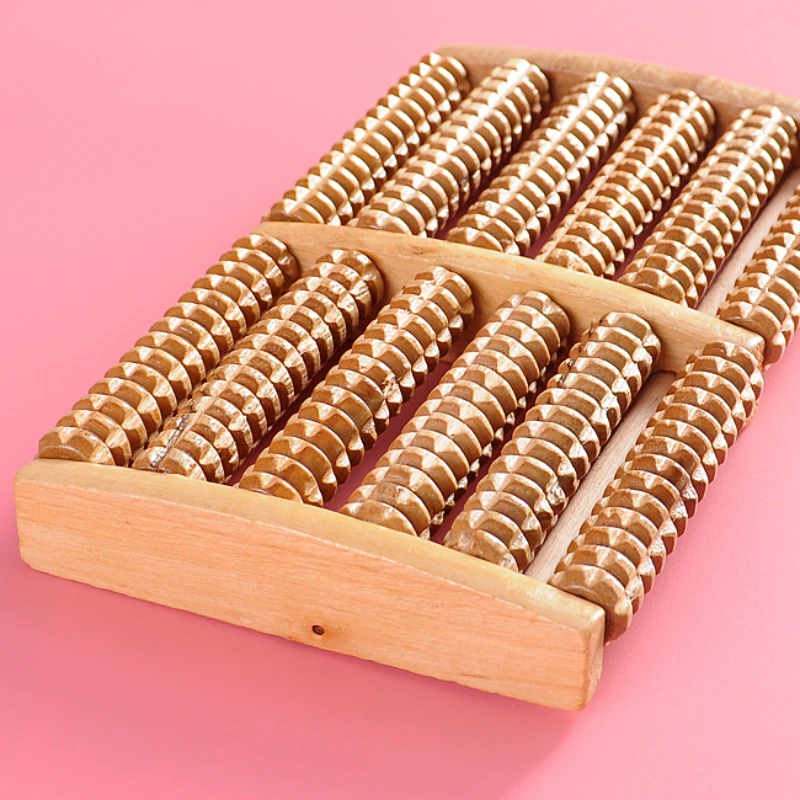 Reflexology Foot Roller - Wooden 6 Row Foot Massager Pain