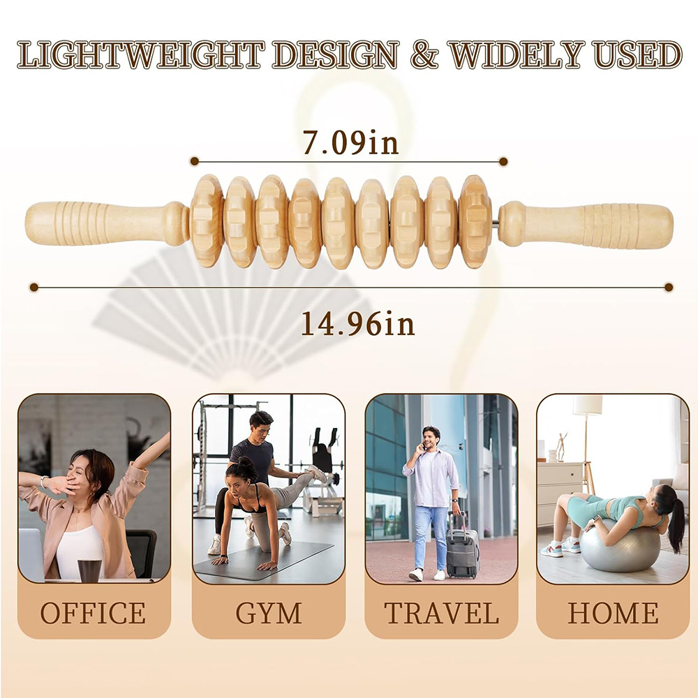 1PC Wood 9-wheel Massage Massa - огляд і ціна Reflexology Foot Roller