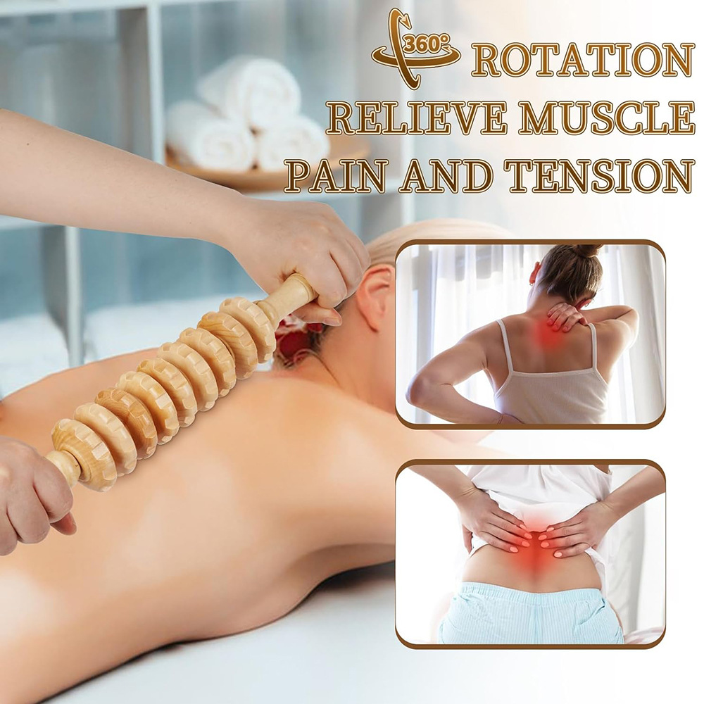 1PC Wood 9-wheel Massage Massa - огляд і ціна Reflexology Foot Roller